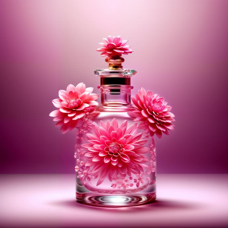 02483-3482601032-perfume bottle, no humans, gradient background, flower, gradient, pink flower, purple flower, grey background, simple background.png